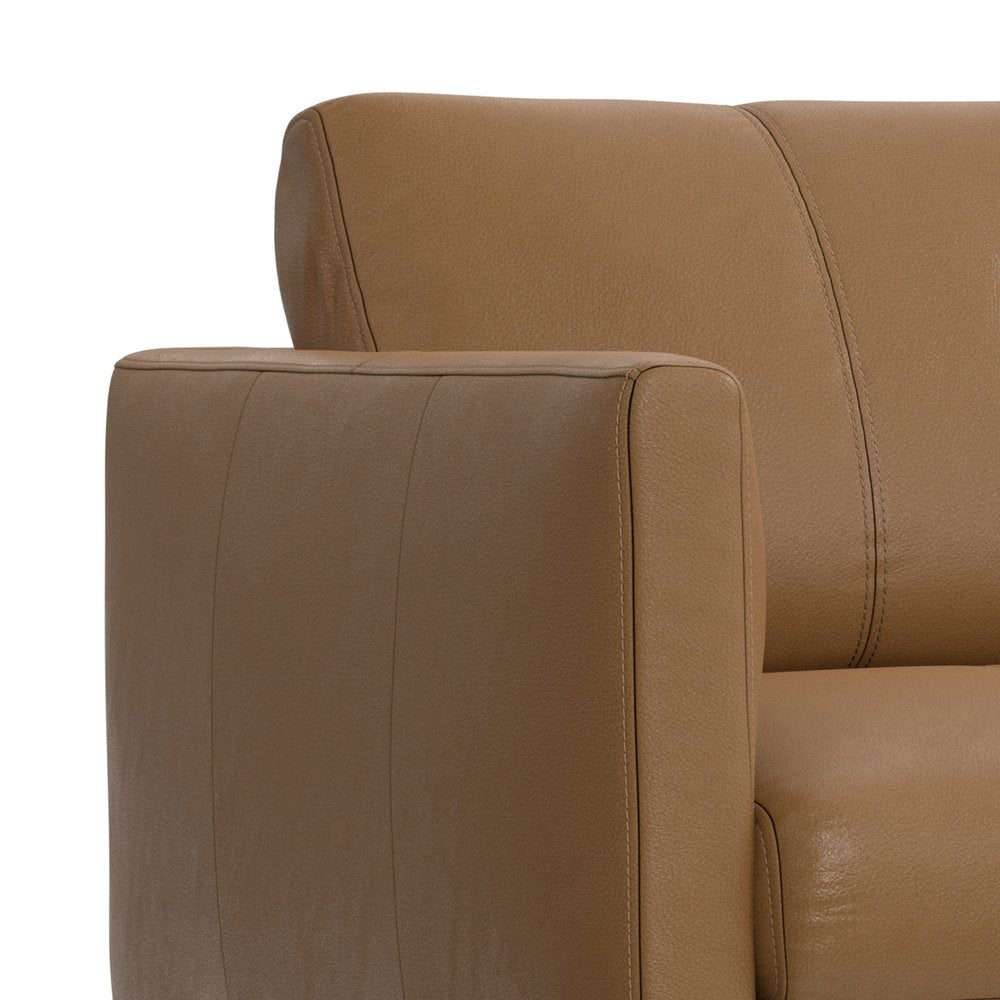 60" Simple Leather Track Arm Loveseat