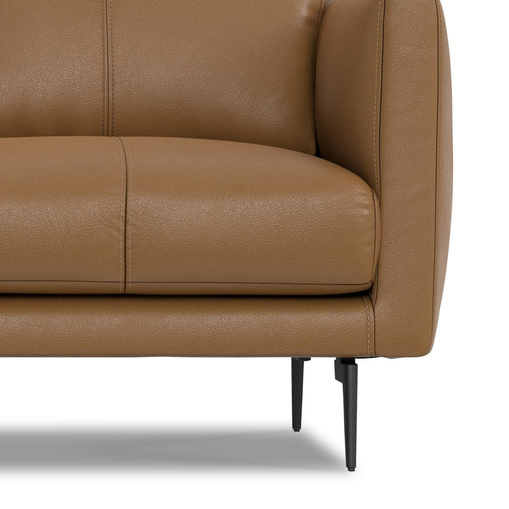 60" Simple Leather Track Arm Loveseat
