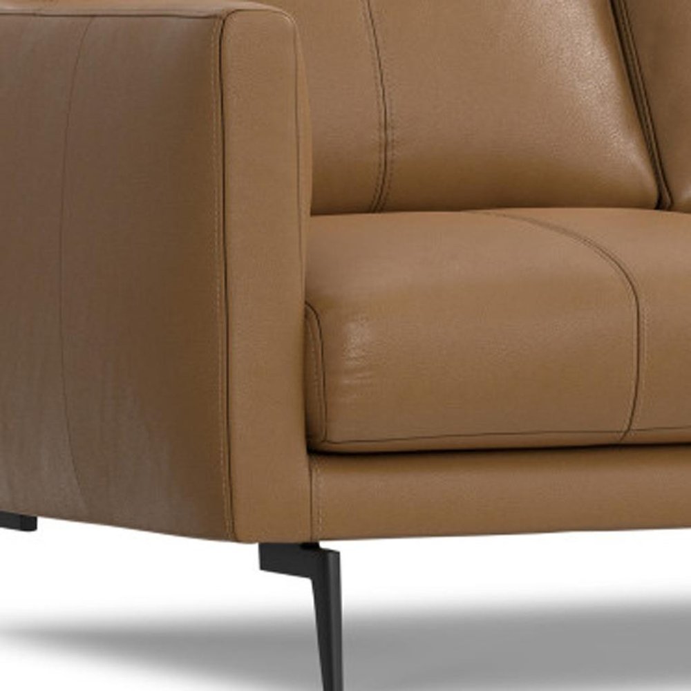 60" Simple Leather Track Arm Loveseat