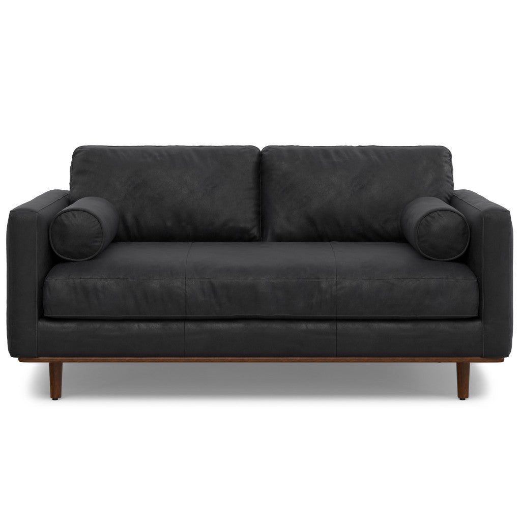 72" Leather Mid-Century Loveseat