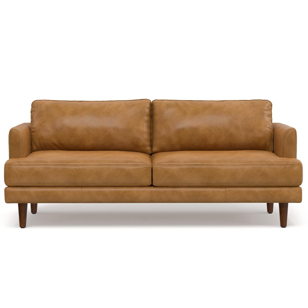 76" Top-Grain Leather Mid-Century Loveseat