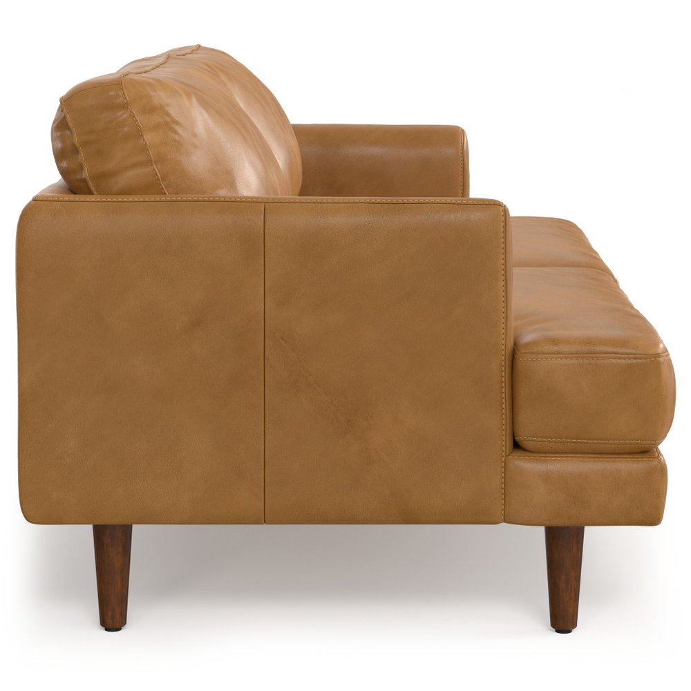 76" Top-Grain Leather Mid-Century Loveseat