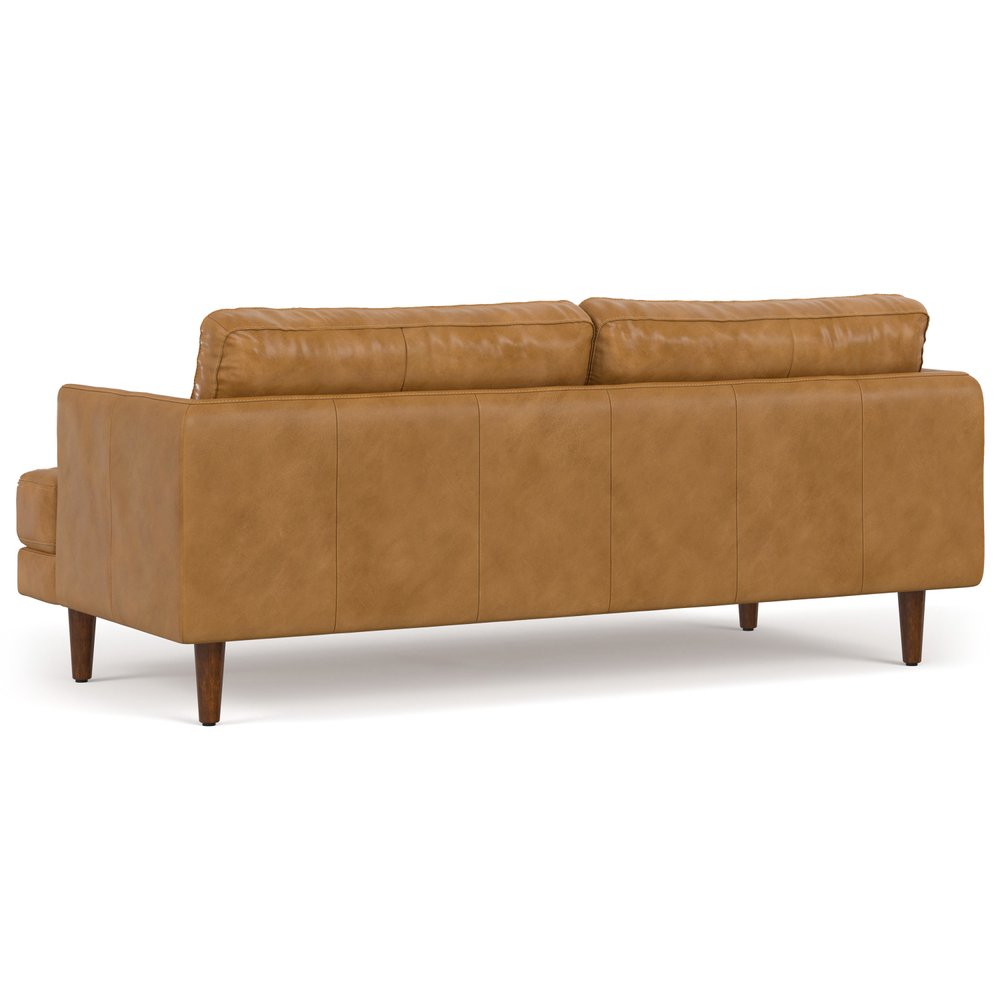76" Top-Grain Leather Mid-Century Loveseat