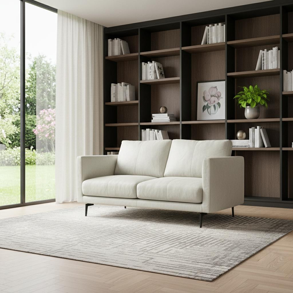 60" Simple Leather Track Arm Loveseat