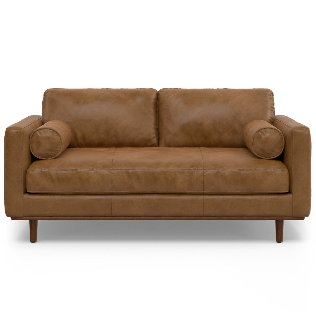 72" Leather Mid-Century Loveseat