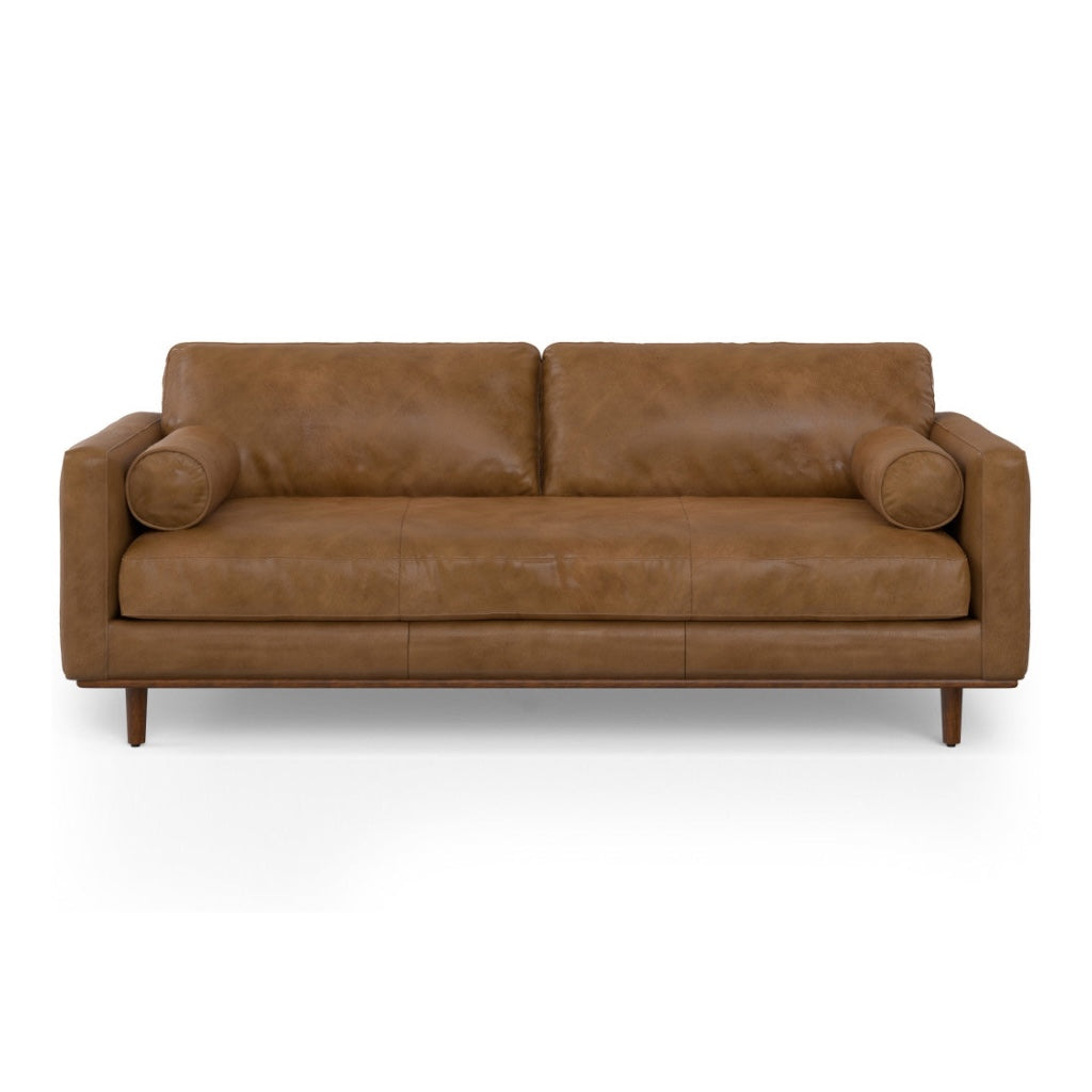 89" Leather Mid-Century Sofa