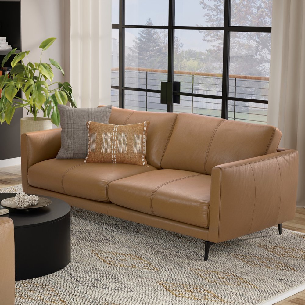 81" Simple Leather Track Arm Sofa