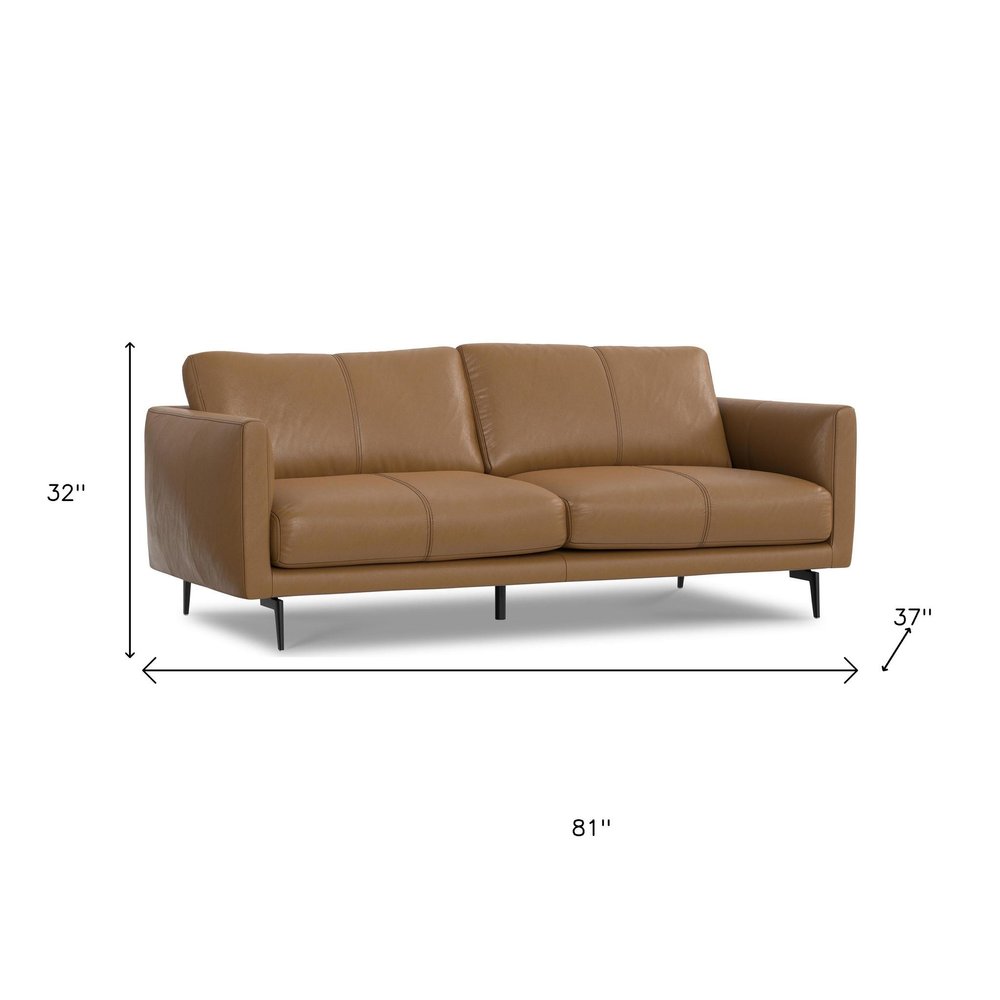 81" Simple Leather Track Arm Sofa