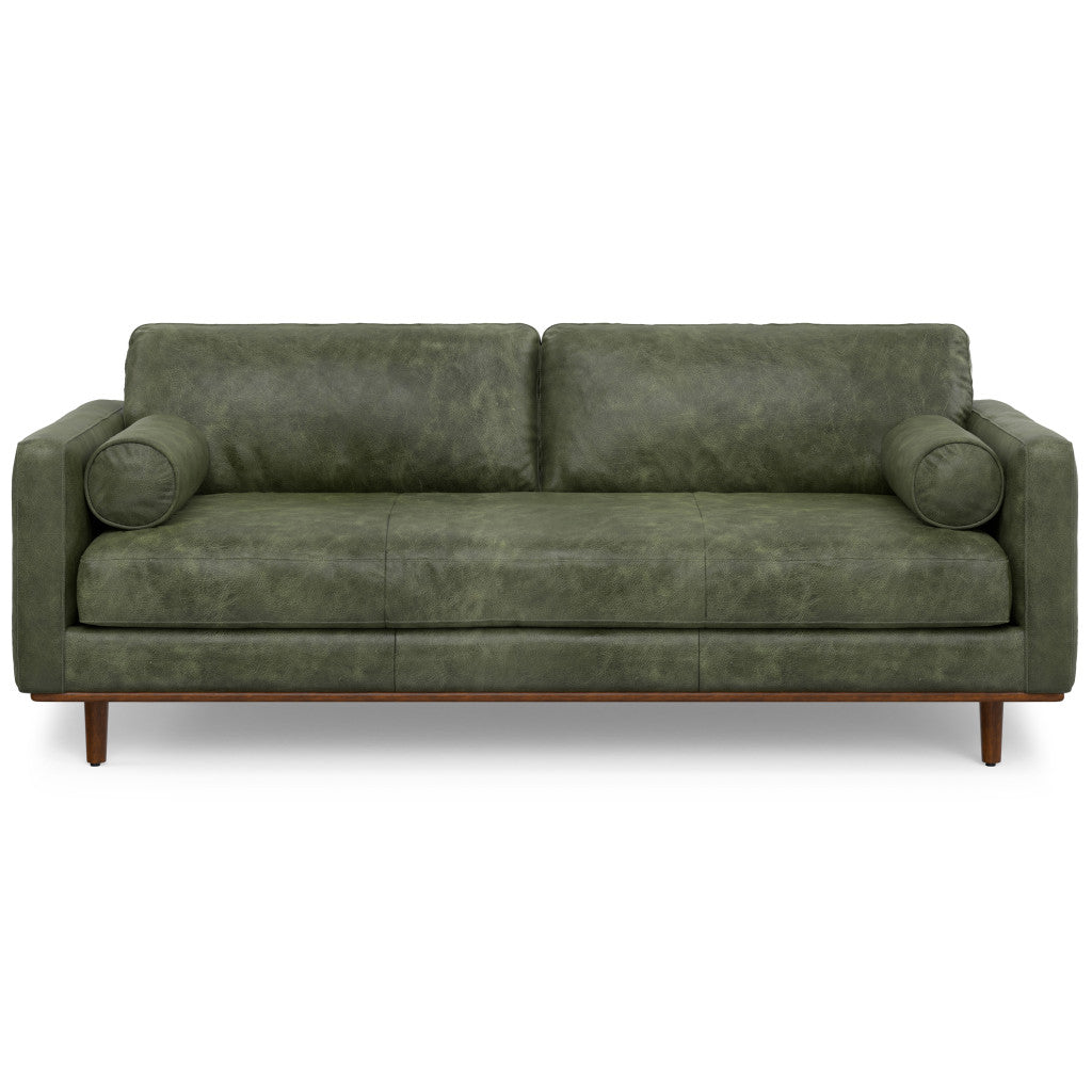 89" Leather Mid-Century Sofa