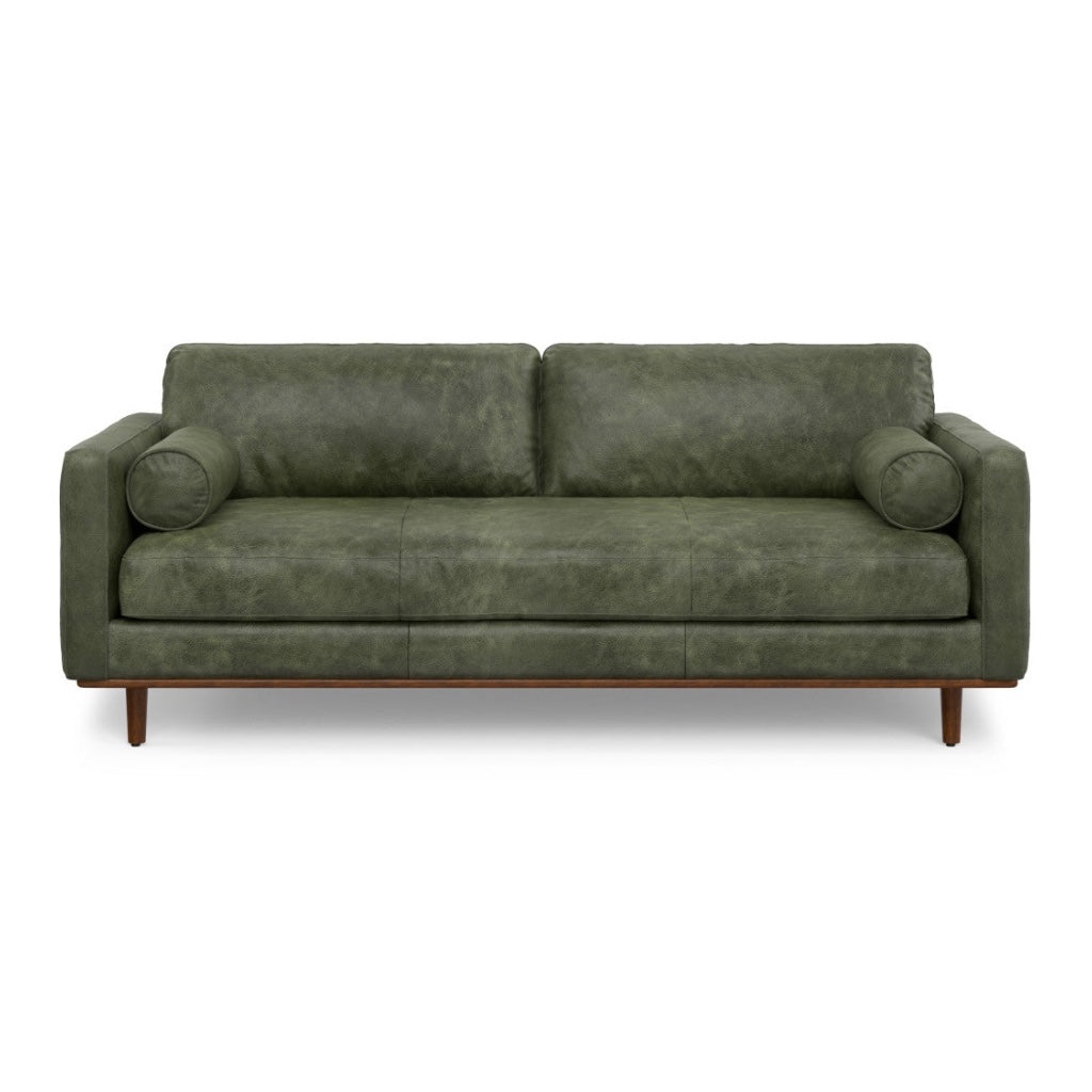 89" Leather Mid-Century Sofa