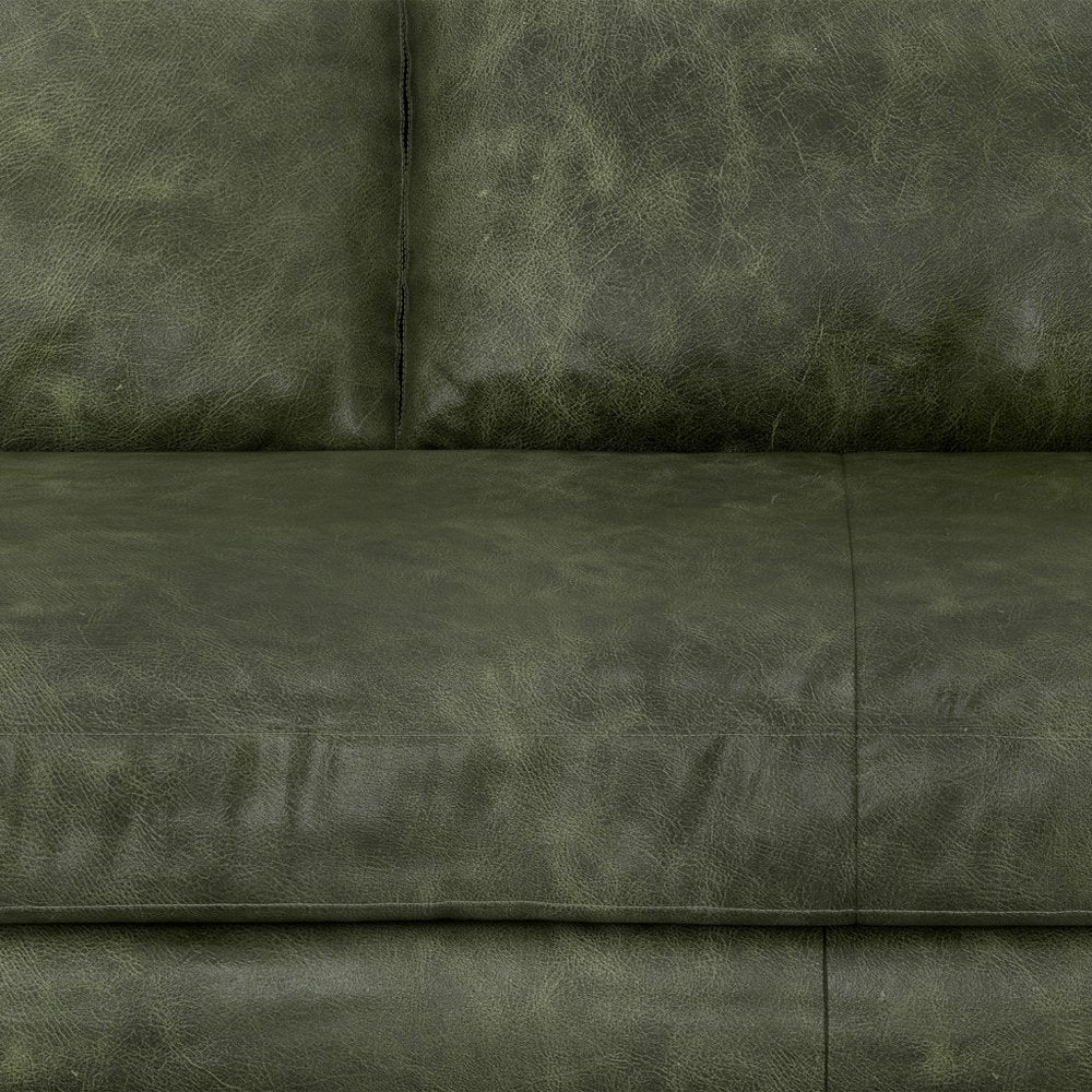 89" Leather Mid-Century Sofa with Toss Pillows