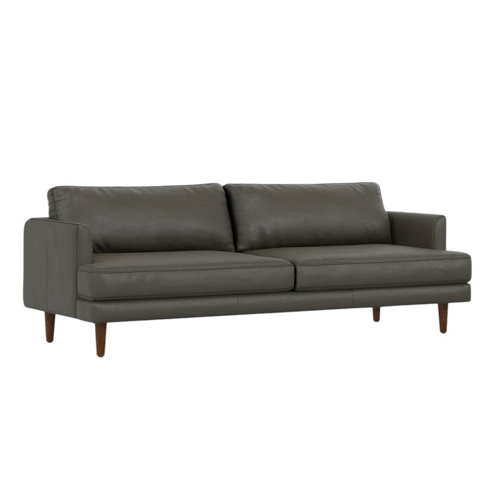 76" Top-Grain Leather Mid-Century Loveseat