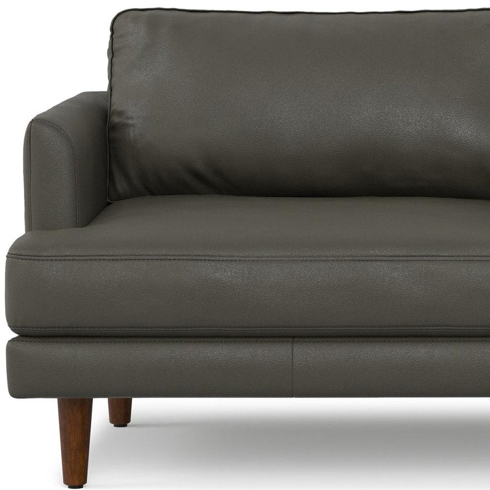 76" Top-Grain Leather Mid-Century Loveseat