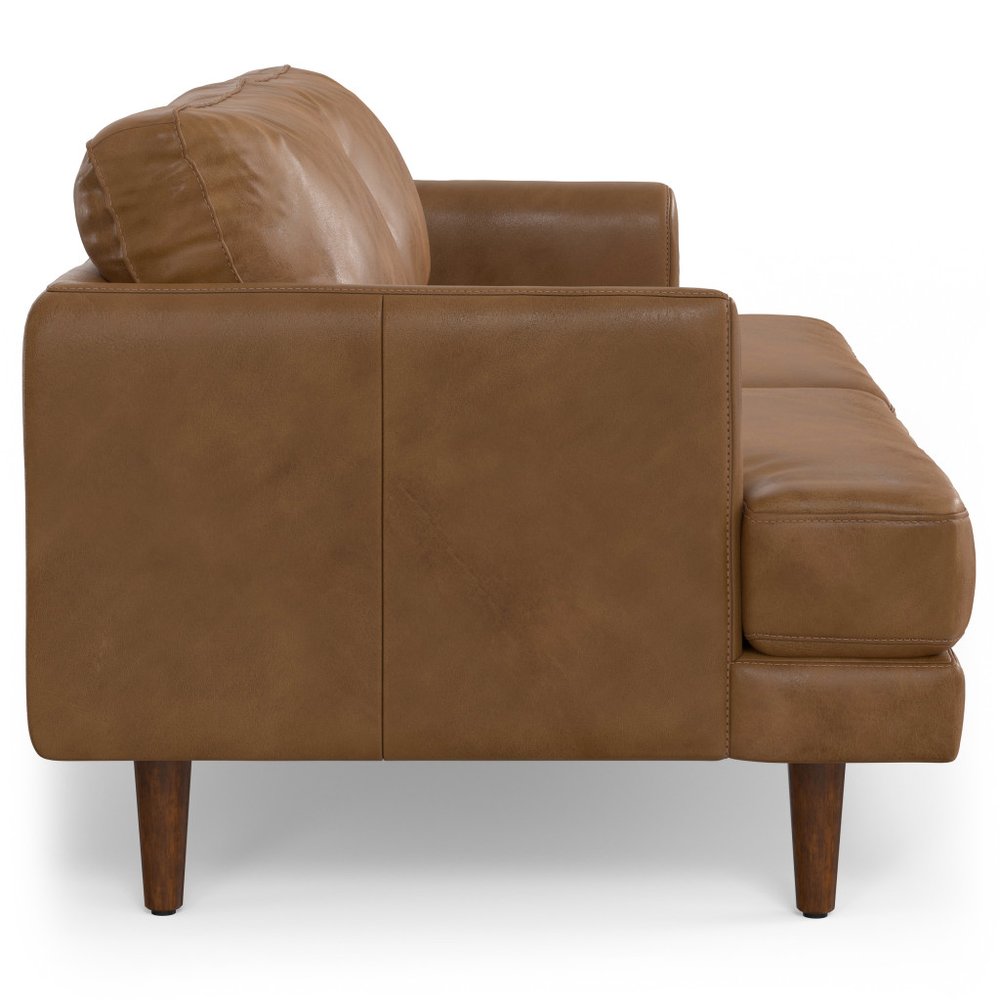 76" Top-Grain Leather Mid-Century Loveseat