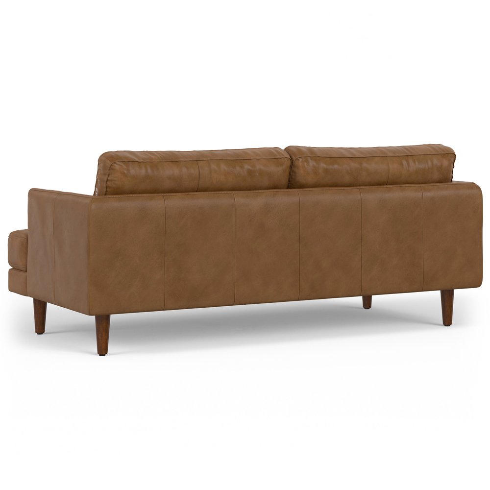 76" Top-Grain Leather Mid-Century Loveseat