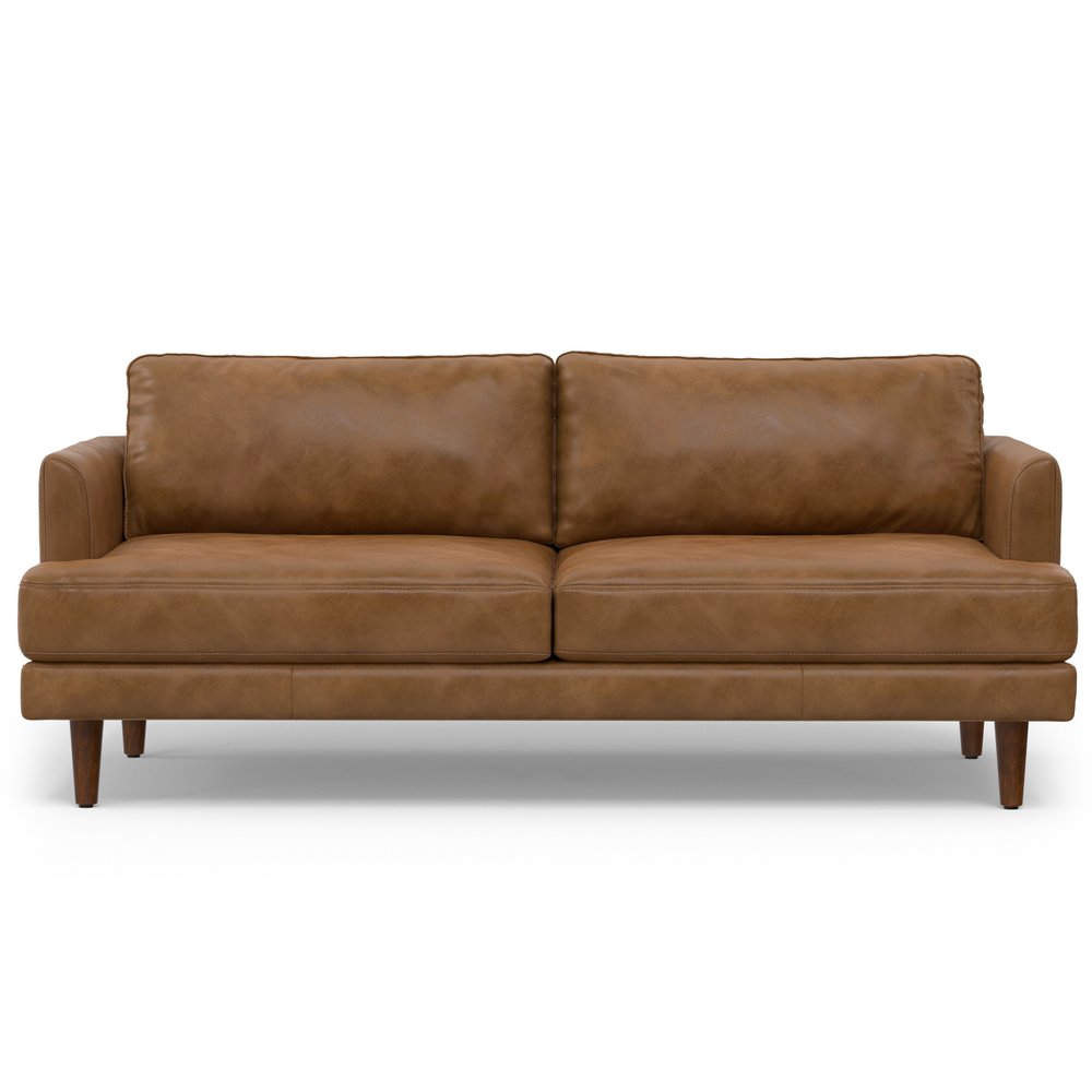 76" Top-Grain Leather Mid-Century Loveseat