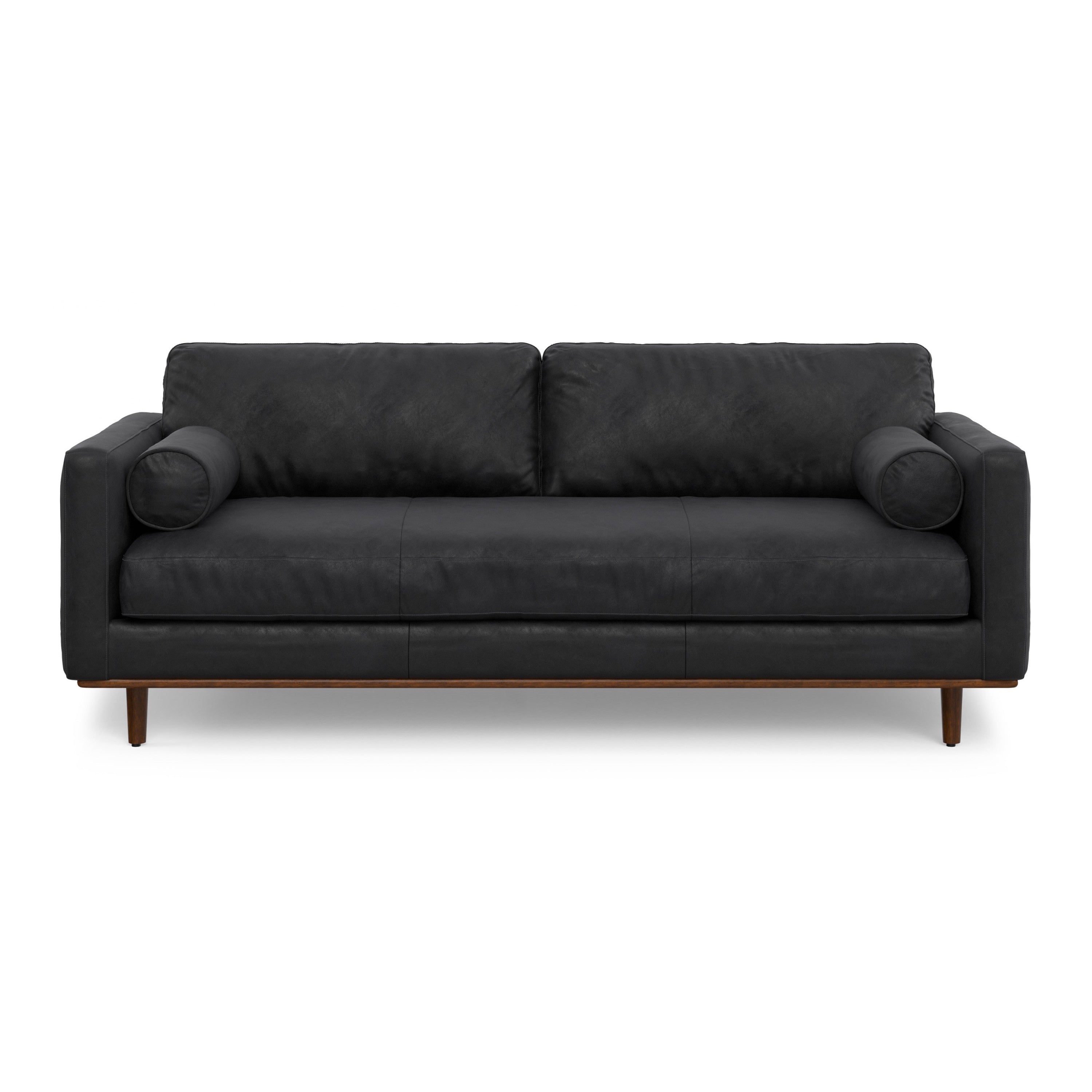89" Leather Mid-Century Sofa