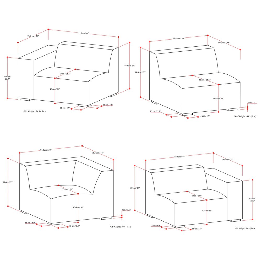 116" Sienna Leather Modular Sofa