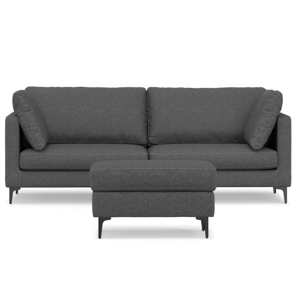 90" Contemporary Track Arm Sofa with Ottoman