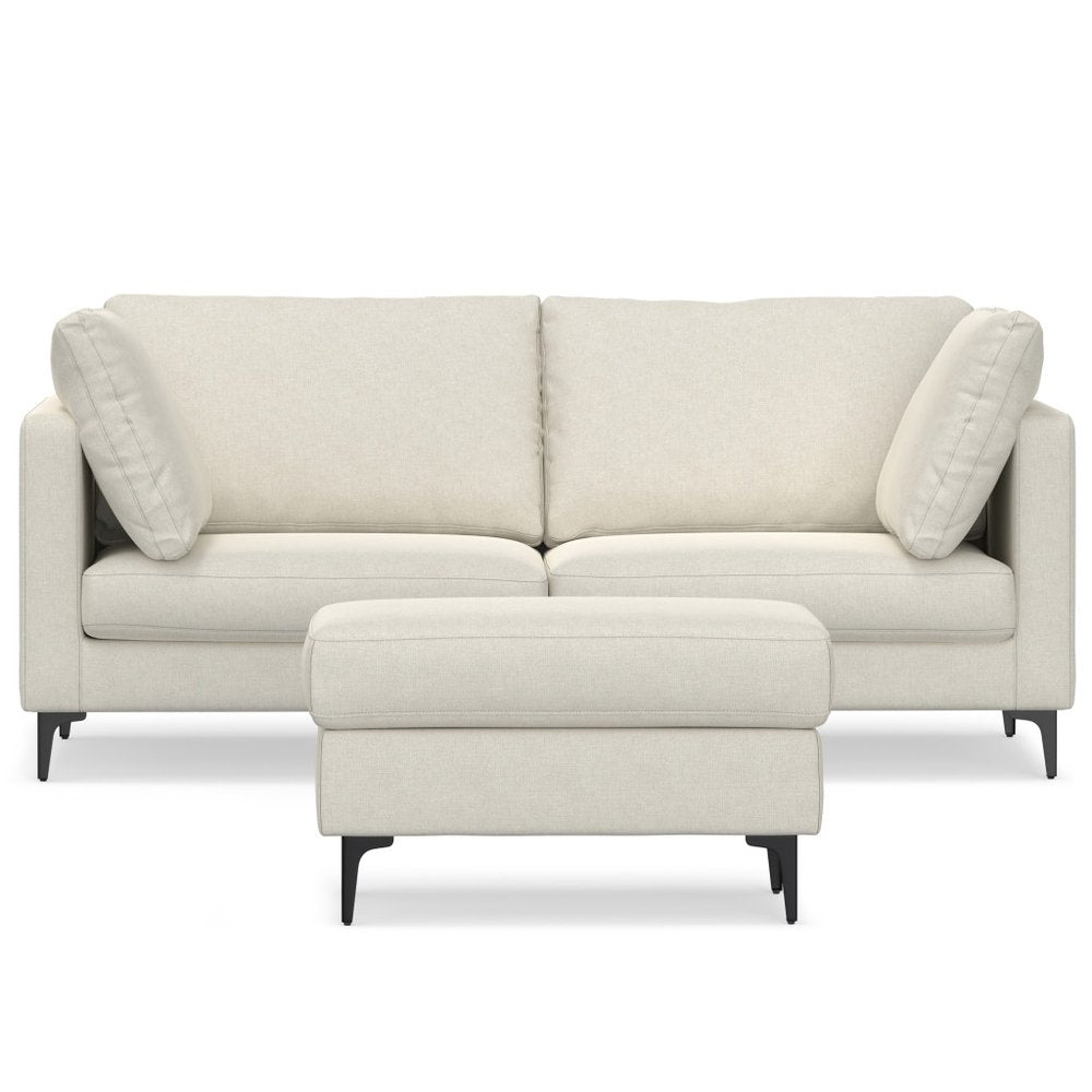 76" Mid-Century Track Arm Loveseat with Ottoman