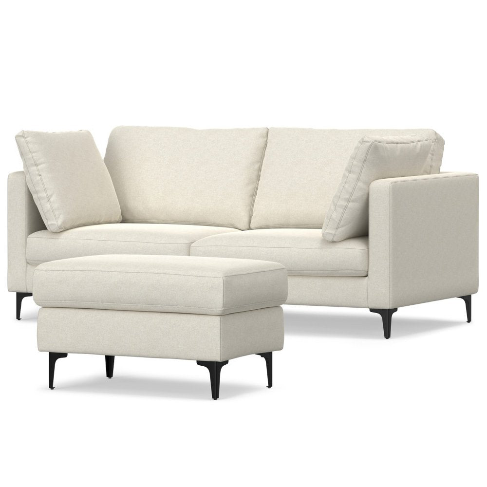 76" Mid-Century Track Arm Loveseat with Ottoman