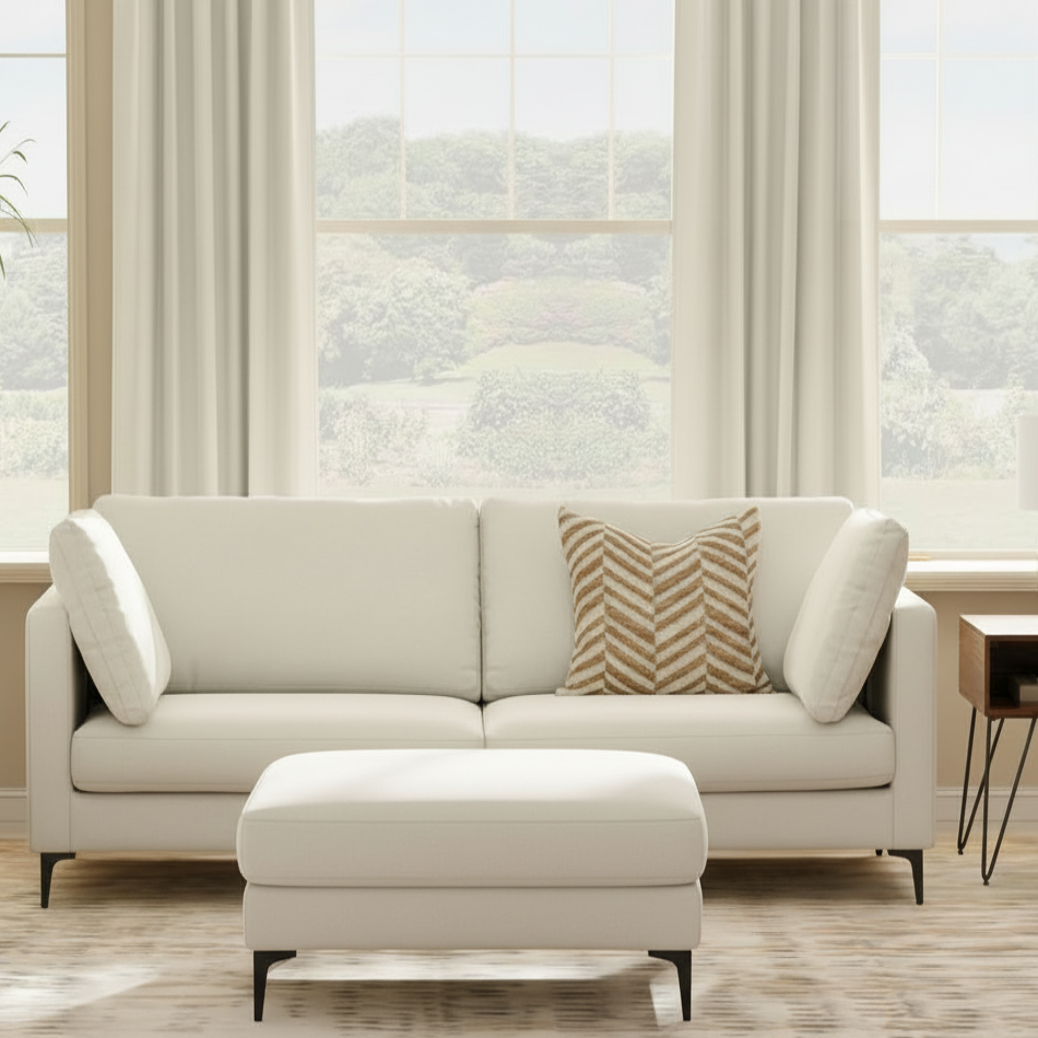 90" Simple Track Arm Sofa with Ottoman