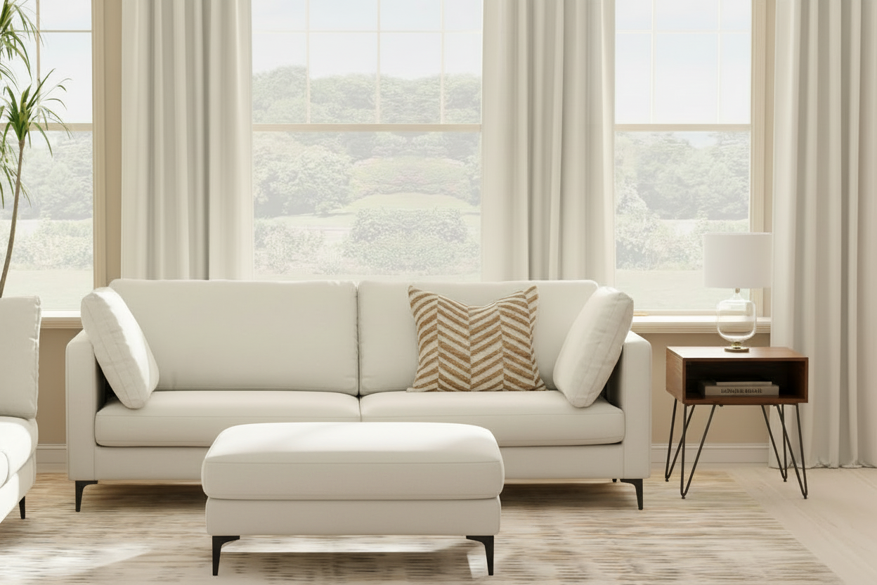 90" Simple Track Arm Sofa with Ottoman