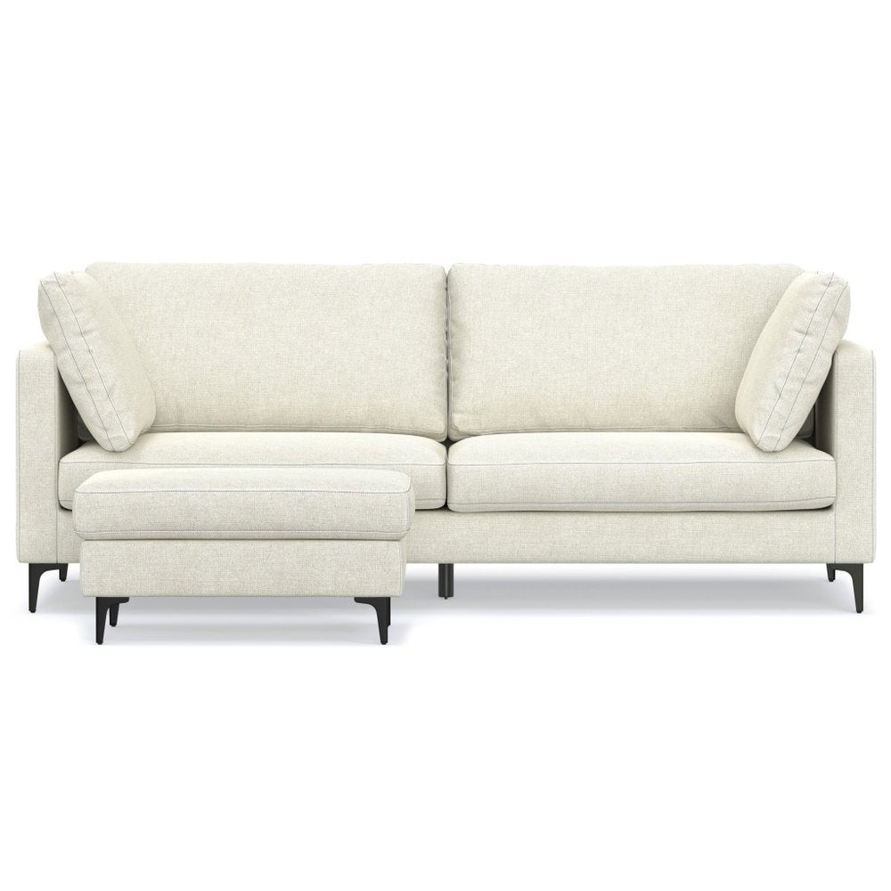 90" Contemporary Track Arm Sofa with Ottoman