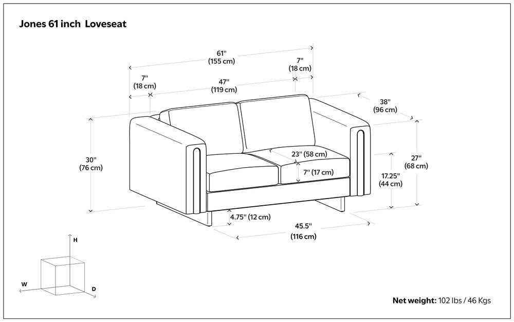 61" Arch Arm Contemporary Loveseat