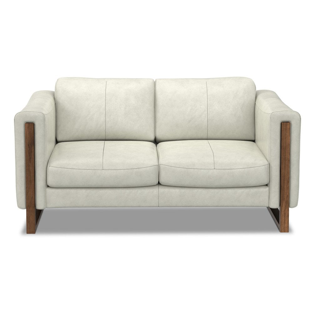 62" Gray Leather Scandinavian Exposed Leg Loveseat