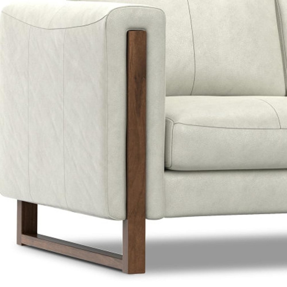 62" Gray Leather Scandinavian Exposed Leg Loveseat