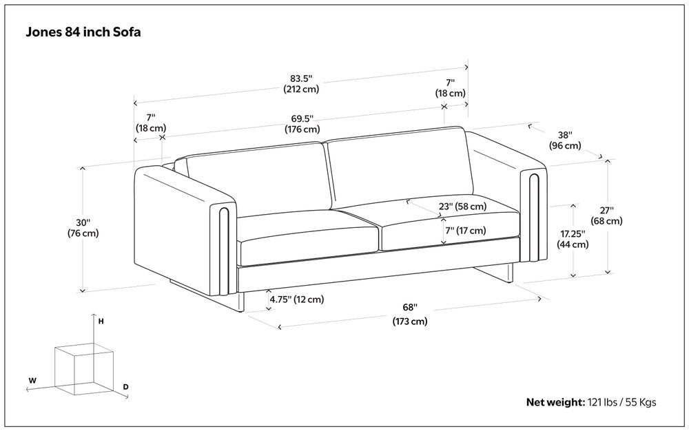 84" Arch Arm Contemporary Sofa