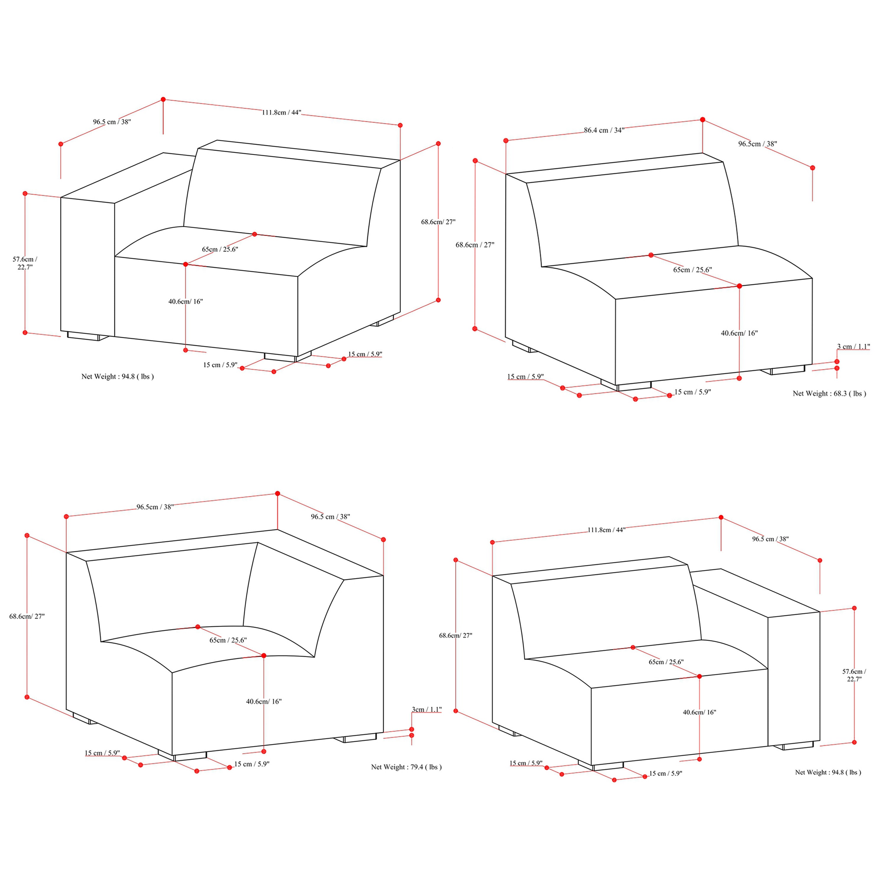 144" Sienna Brown Leather Modular Sofa