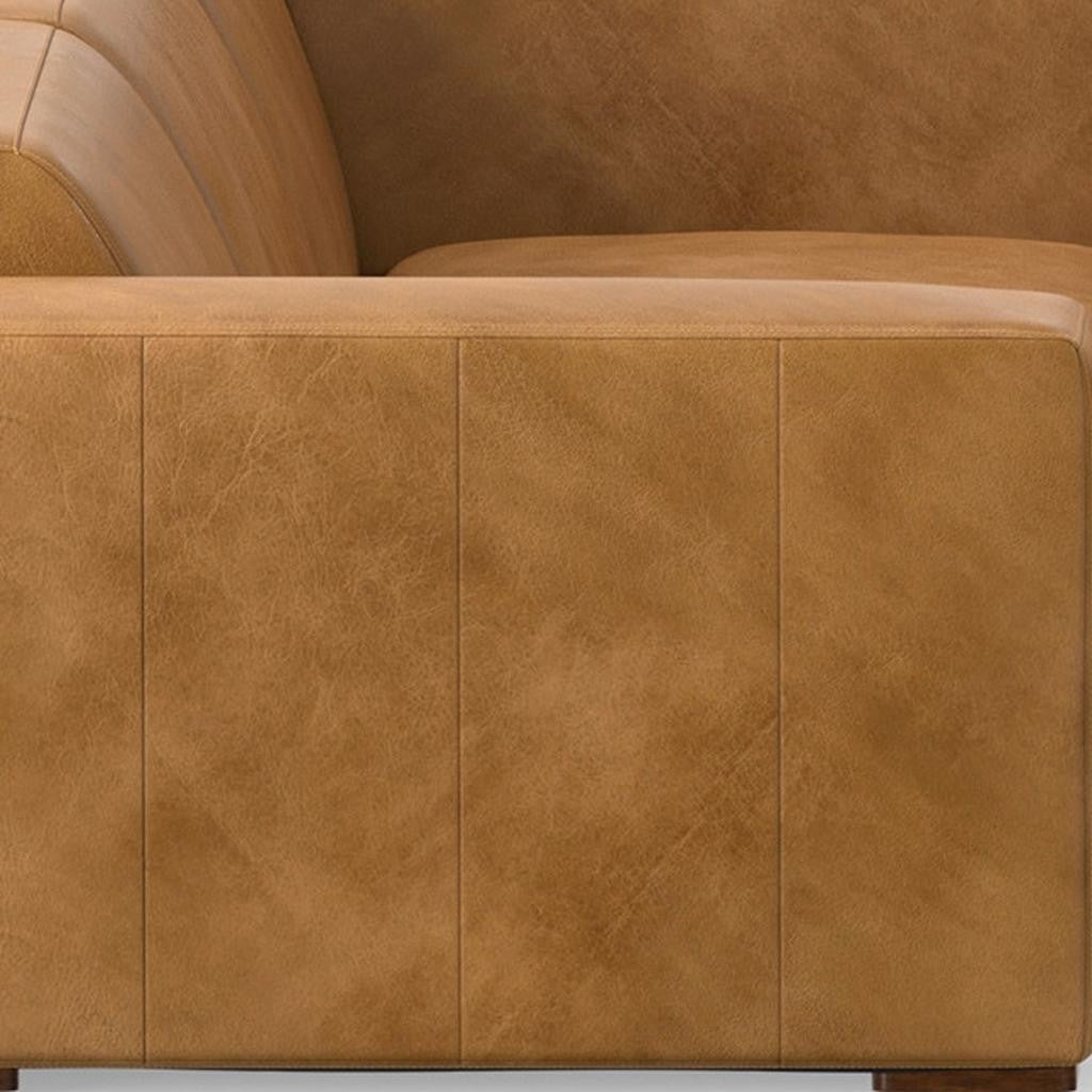 144" Sienna Brown Leather Modular Sofa
