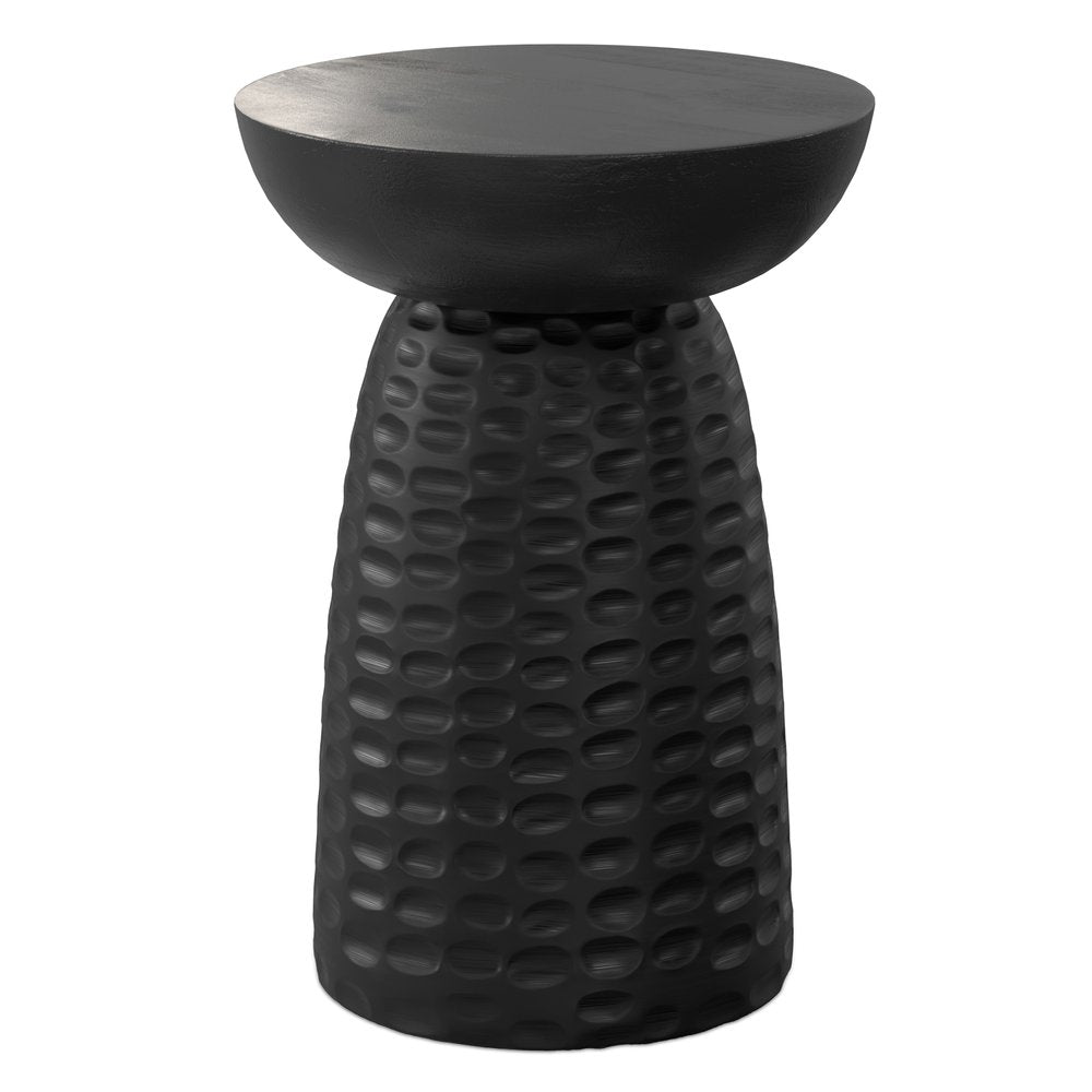 18" Textured Wood Pedestal End Table