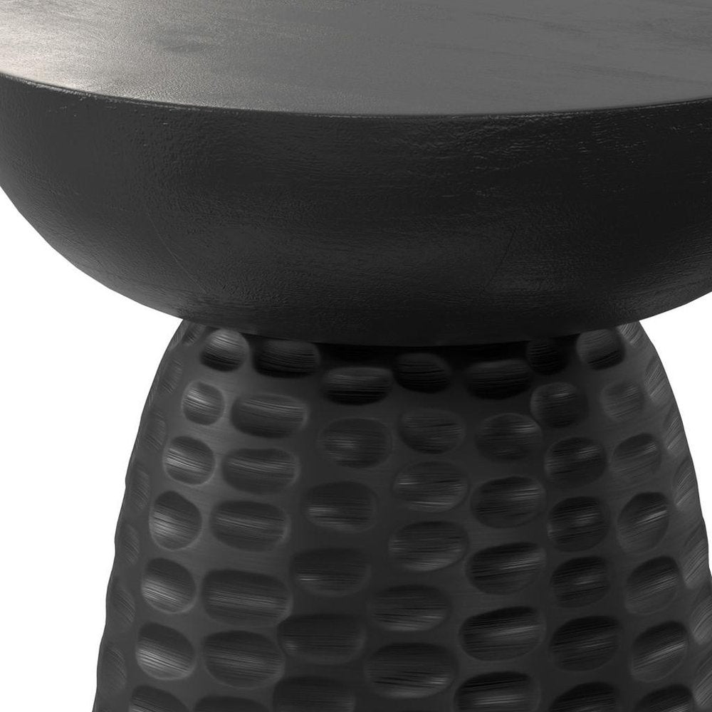 18" Textured Wood Pedestal End Table