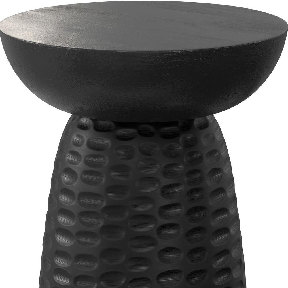 18" Textured Wood Pedestal End Table