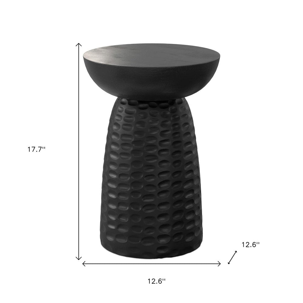 18" Textured Wood Pedestal End Table
