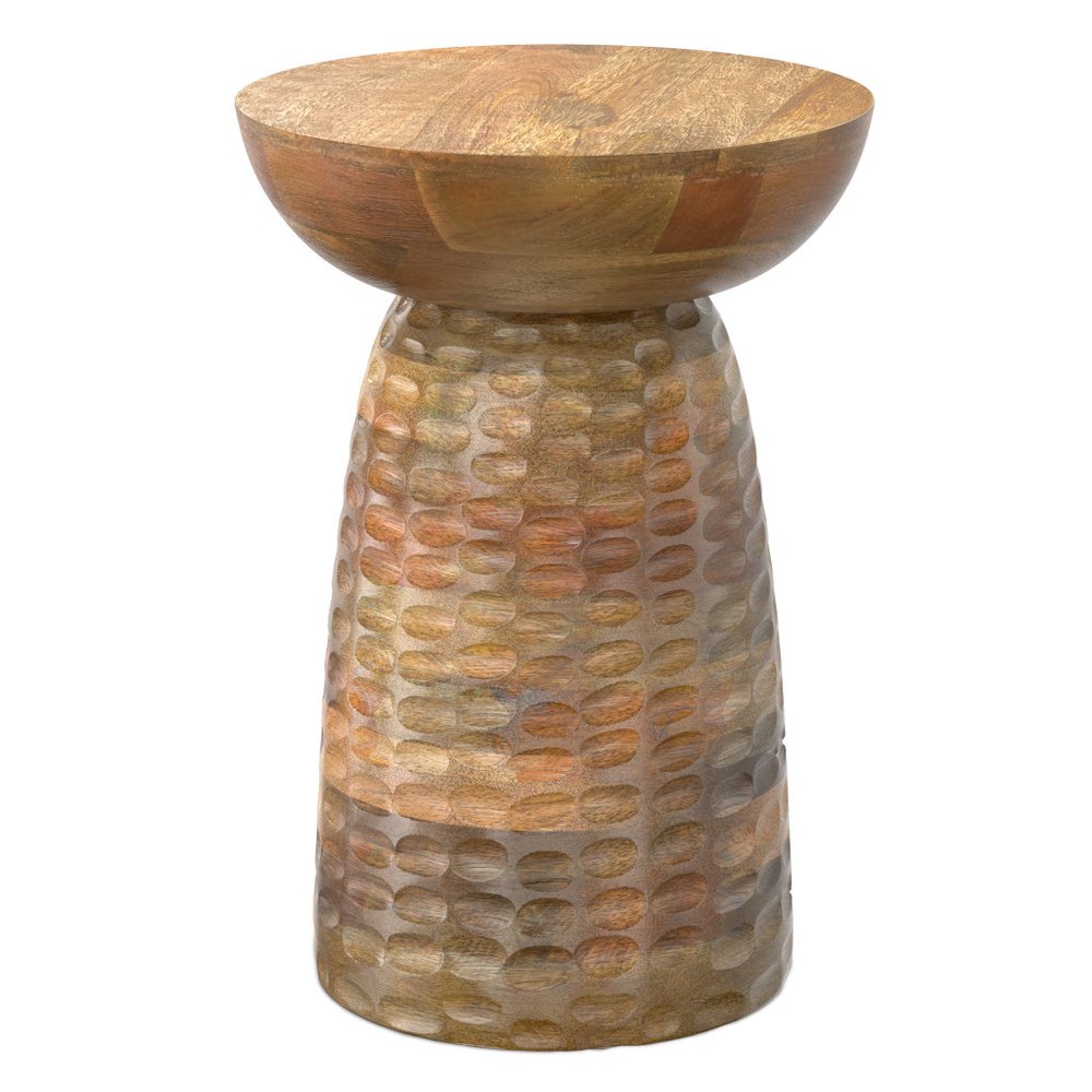18" Textured Wood Pedestal End Table