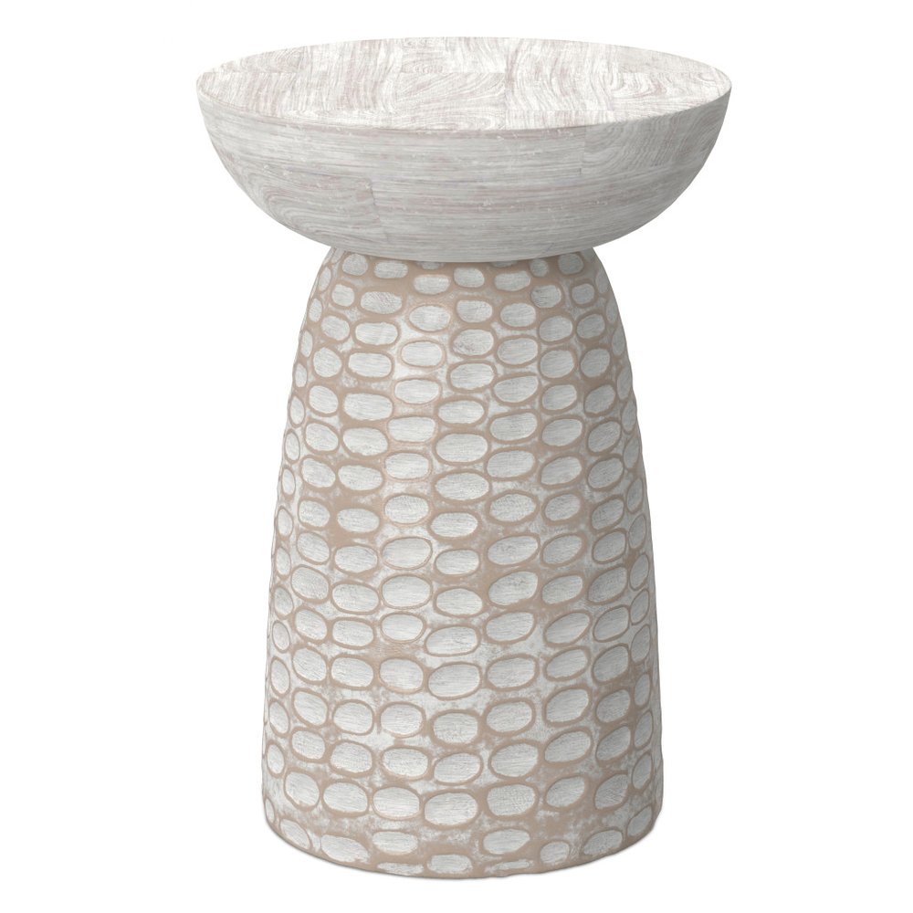 18" Textured Wood Pedestal End Table