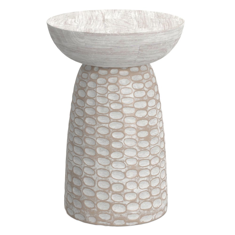 18" White Wood Accented Bowl End Table