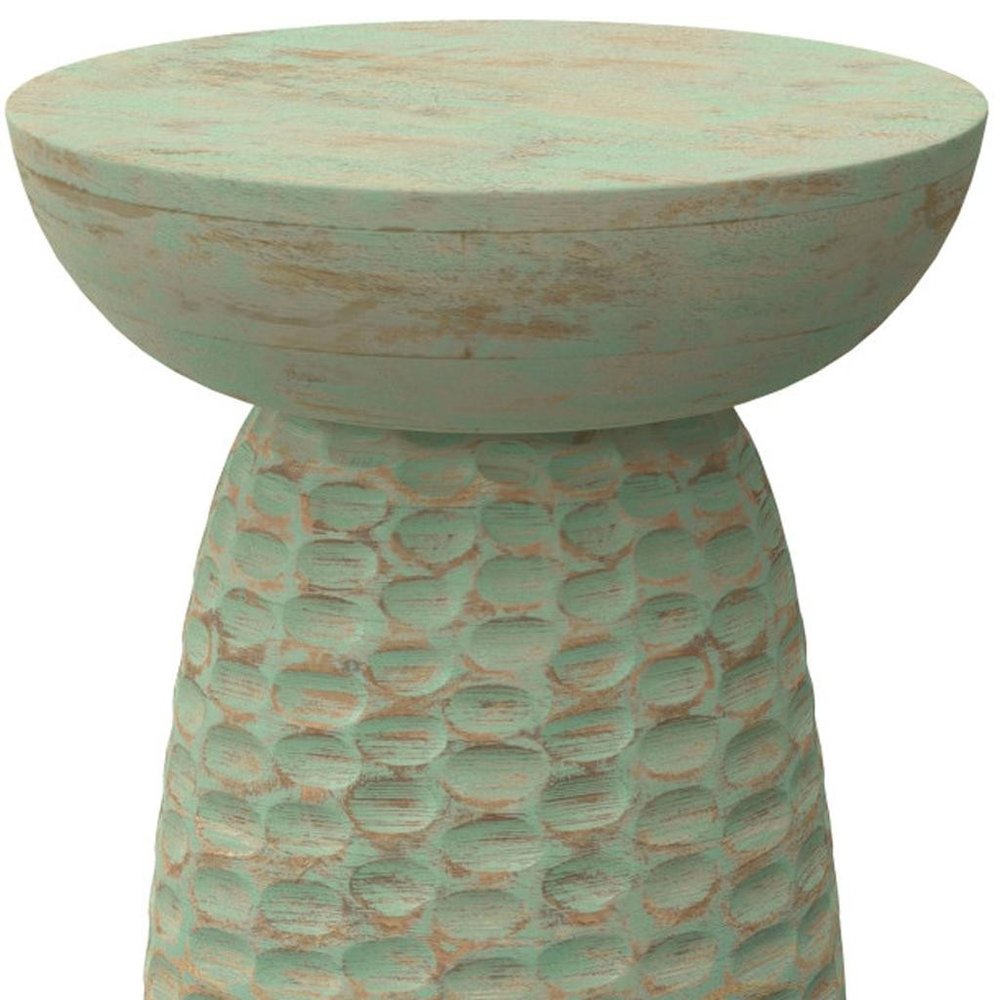 18" Textured Wood Pedestal End Table