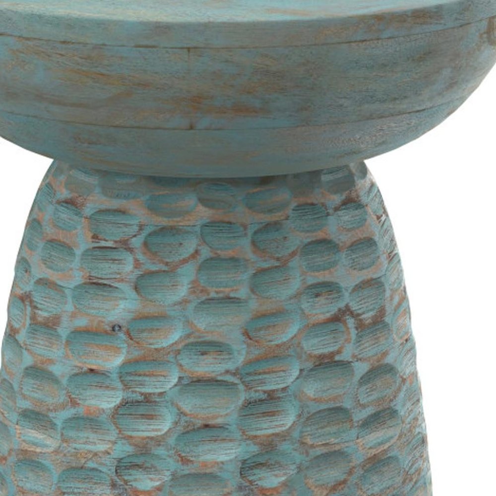 18" Textured Wood Pedestal End Table