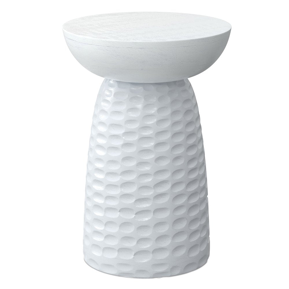 18" Textured Wood Pedestal End Table