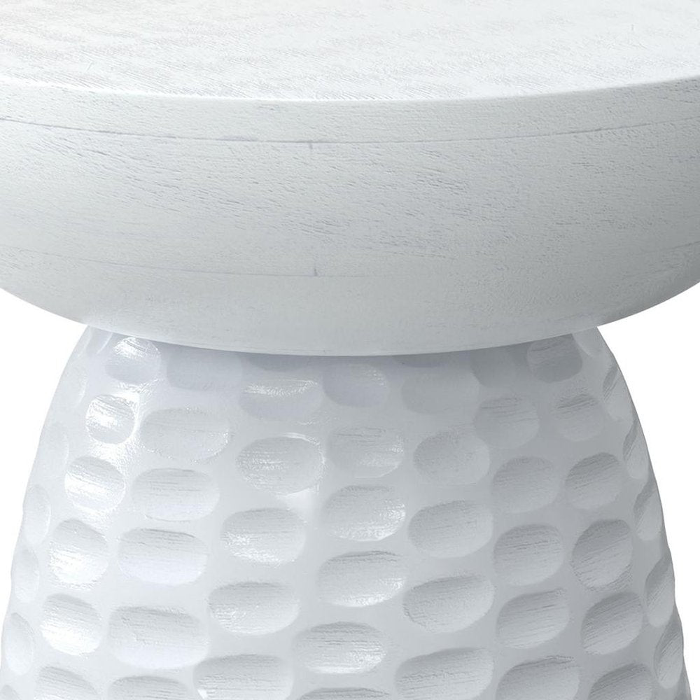 18" Textured Wood Pedestal End Table