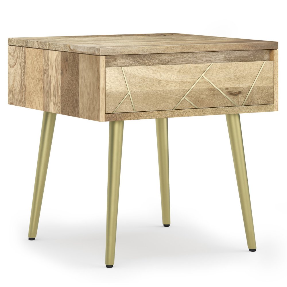 22" Wood and Iron Mid-Century End Table