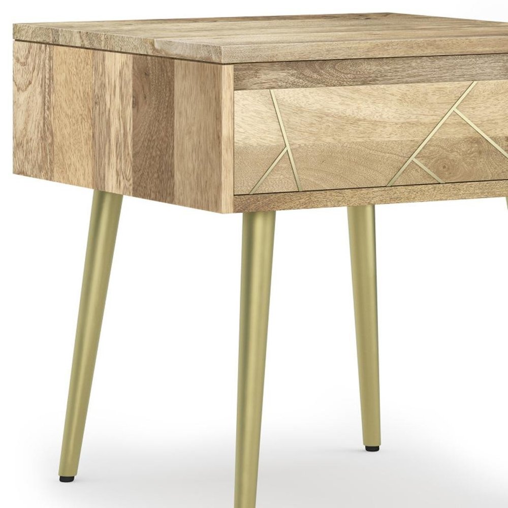 22" Wood and Iron Mid-Century End Table