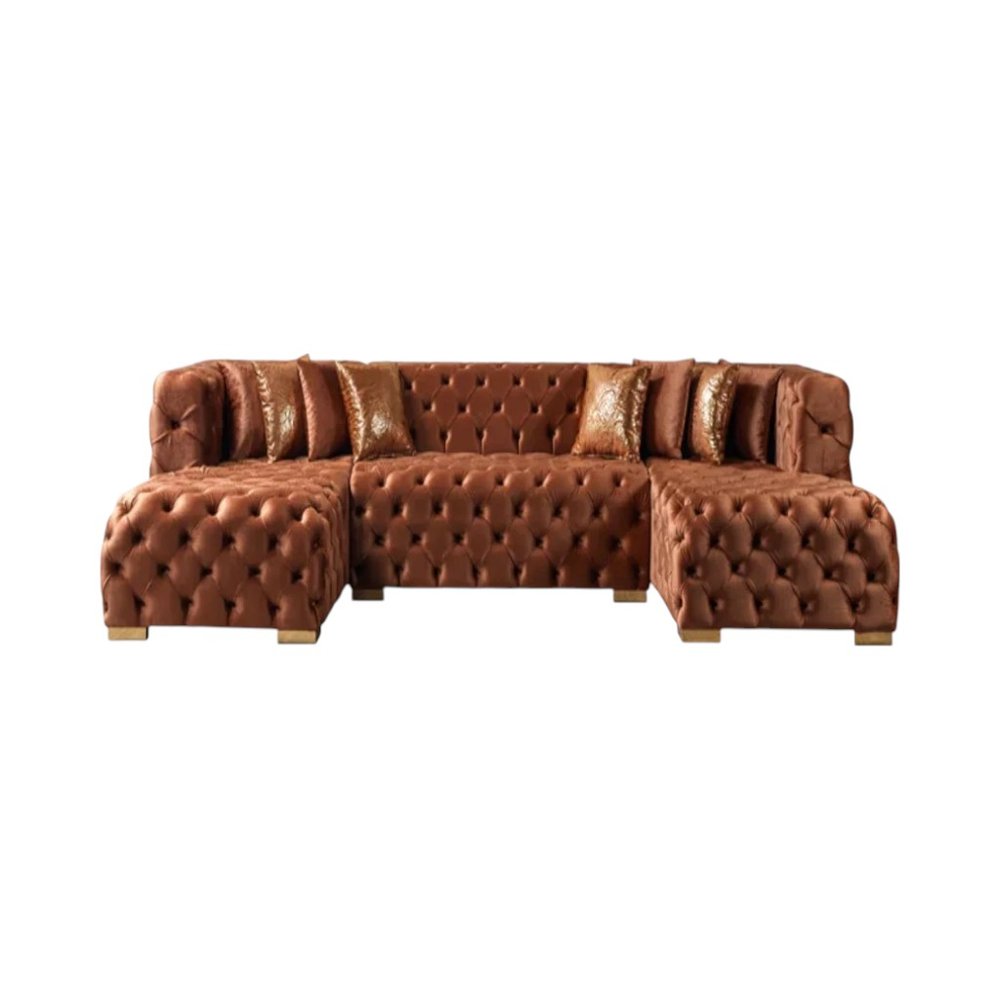 138" Tufted Velvet Deco U-Shaped Sectional