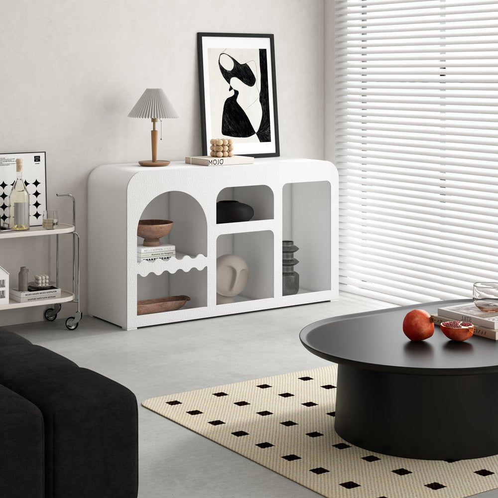 50" White Abstract Modern Console Table