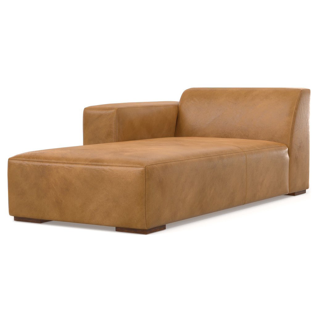 LAF/RAF 70" Sienna Brown Leather Chaise Chair